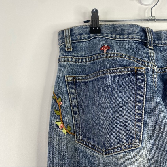 GAP Bootcut Jeans Size 8 Embroidered Jeans Mushroom Floral Flowers Button Fly - Picture 5 of 7